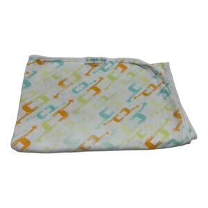 Carley Barley Giraffe Baby Blanket Organic Cotton Yellow Orange Blue Green White